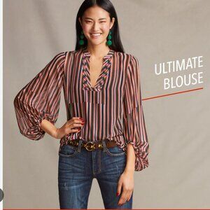 Cabi Ultimate Multicolor Striped Blouse Style #5519 Size Large